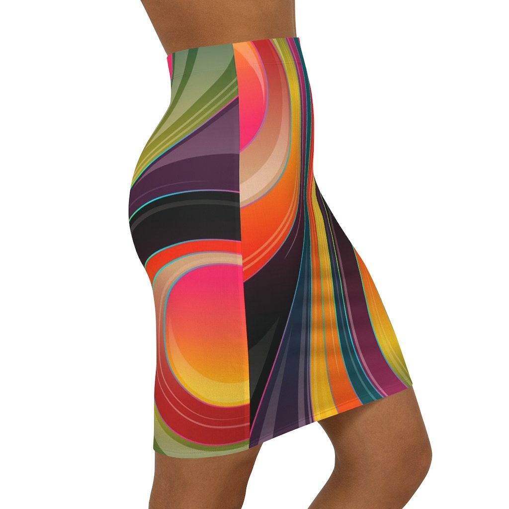 Uniquely You Womens Skirt / Multicolor Abstract Swirl Style Skirt