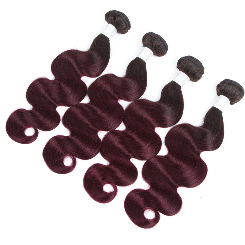 10A Grade #99J Body Wave #1B/99j BUNDLES with 4x4 CLOSURES & 13x4 FRO
