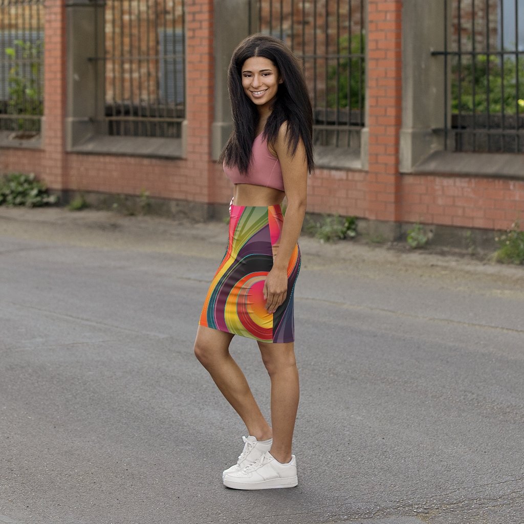 Uniquely You Womens Skirt / Multicolor Abstract Swirl Style Skirt