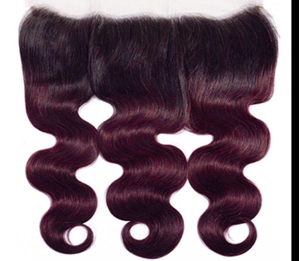 10A Grade #99J Body Wave #1B/99j BUNDLES with 4x4 CLOSURES & 13x4 FRO