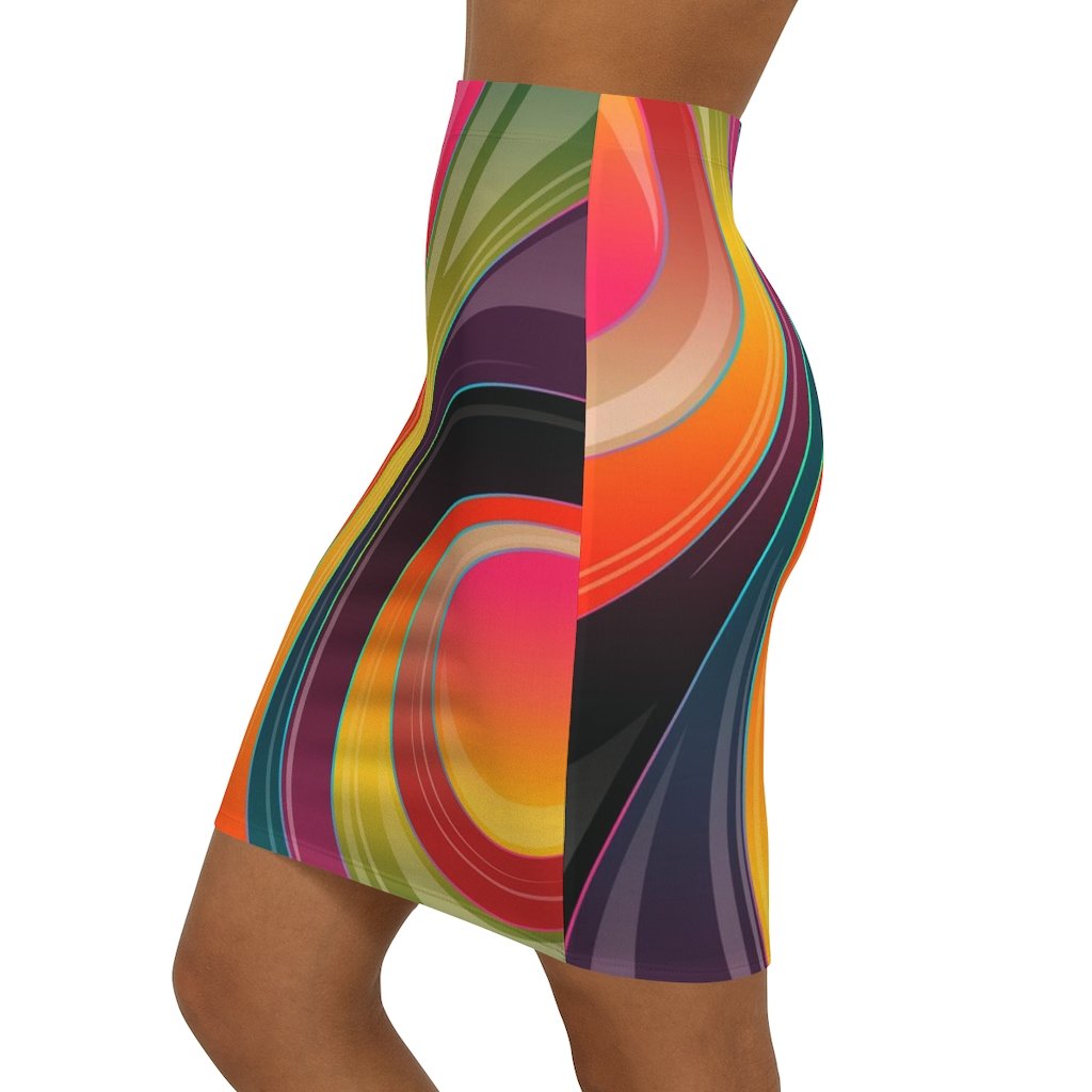 Uniquely You Womens Skirt / Multicolor Abstract Swirl Style Skirt