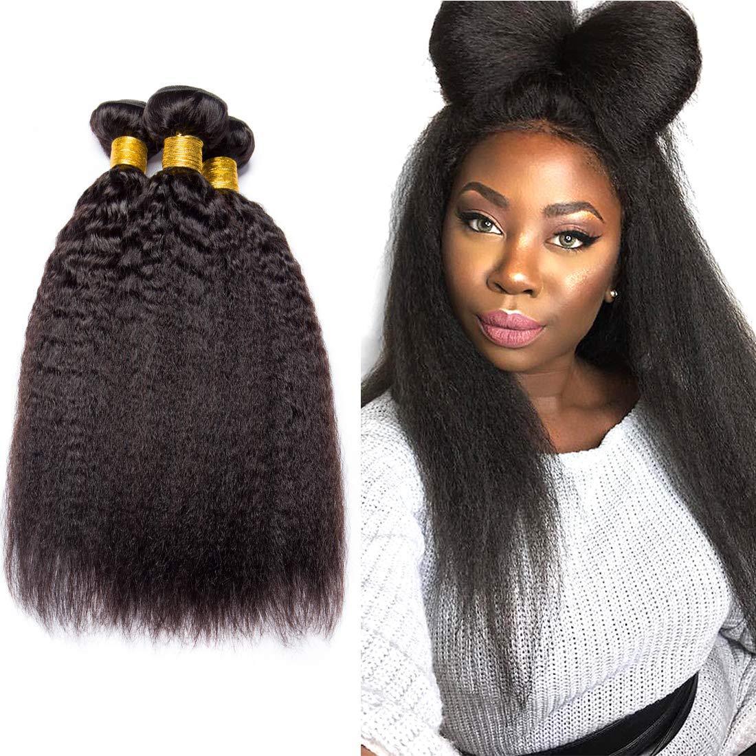 BeuMax 10A Grade 3/4 Kinky Straight bundles with 13x4 Frontal