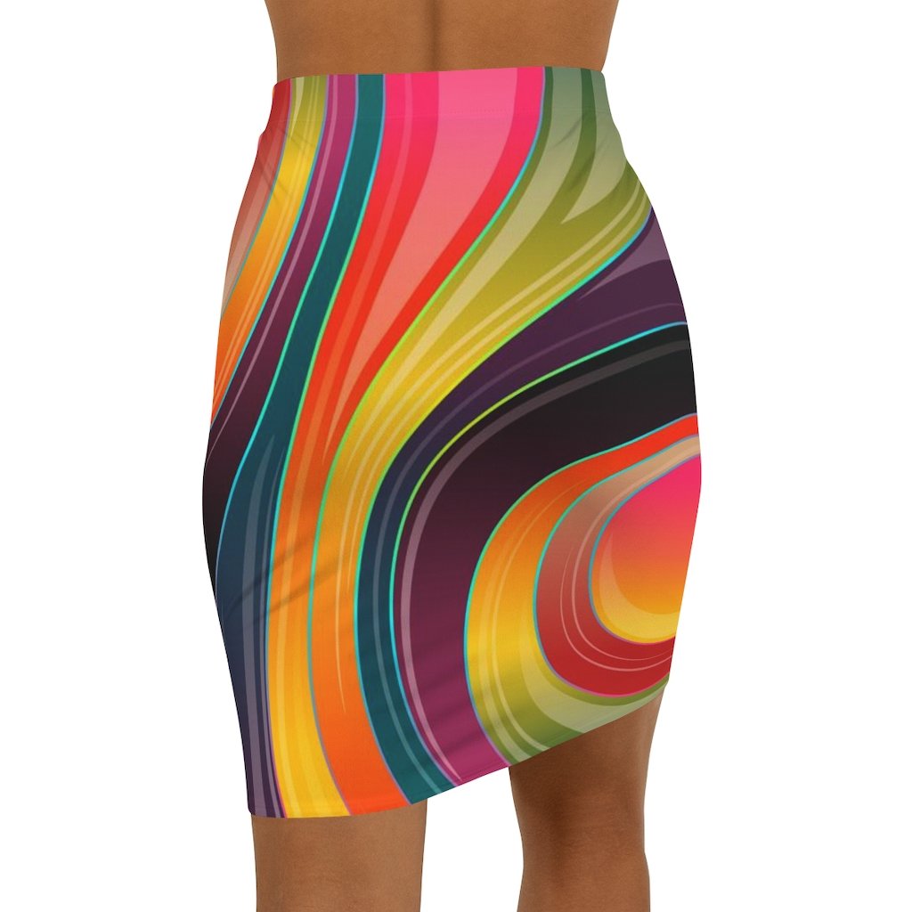 Uniquely You Womens Skirt / Multicolor Abstract Swirl Style Skirt