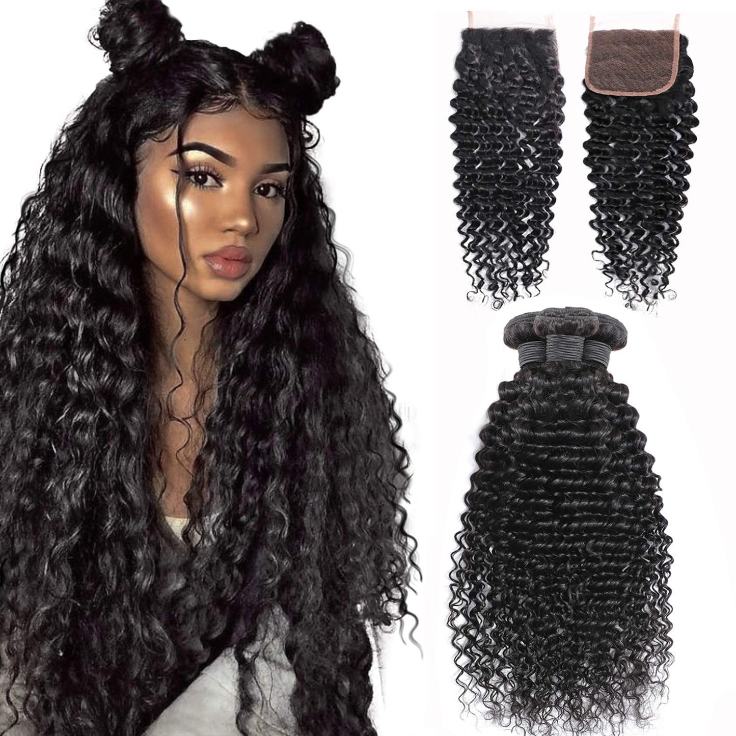 BeuMax 10A Grade 3/4 Deep Wave Bundles with 4x4 Closure Brazilian