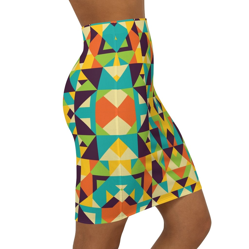 Uniquely You Womens Skirt / Yellow Multicolor Geometric Style Skirt