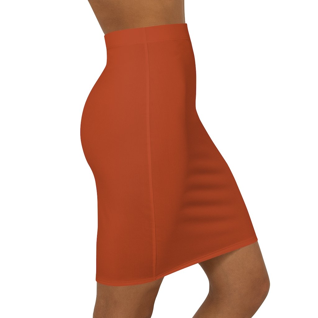 Uniquely You Womens Pencil Skirt / Rust Stretch Mini