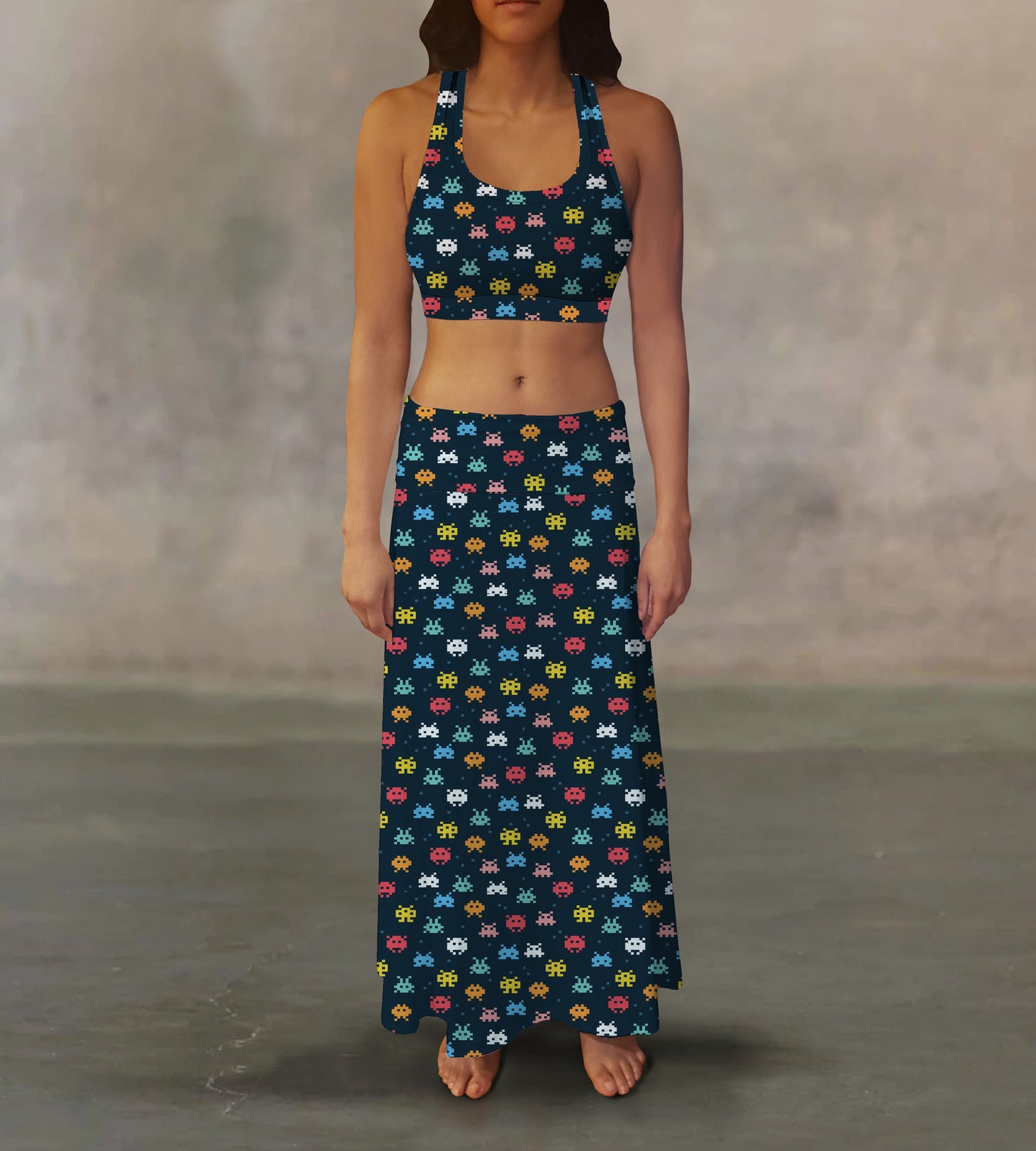 Game Invaders Maxi Skirt