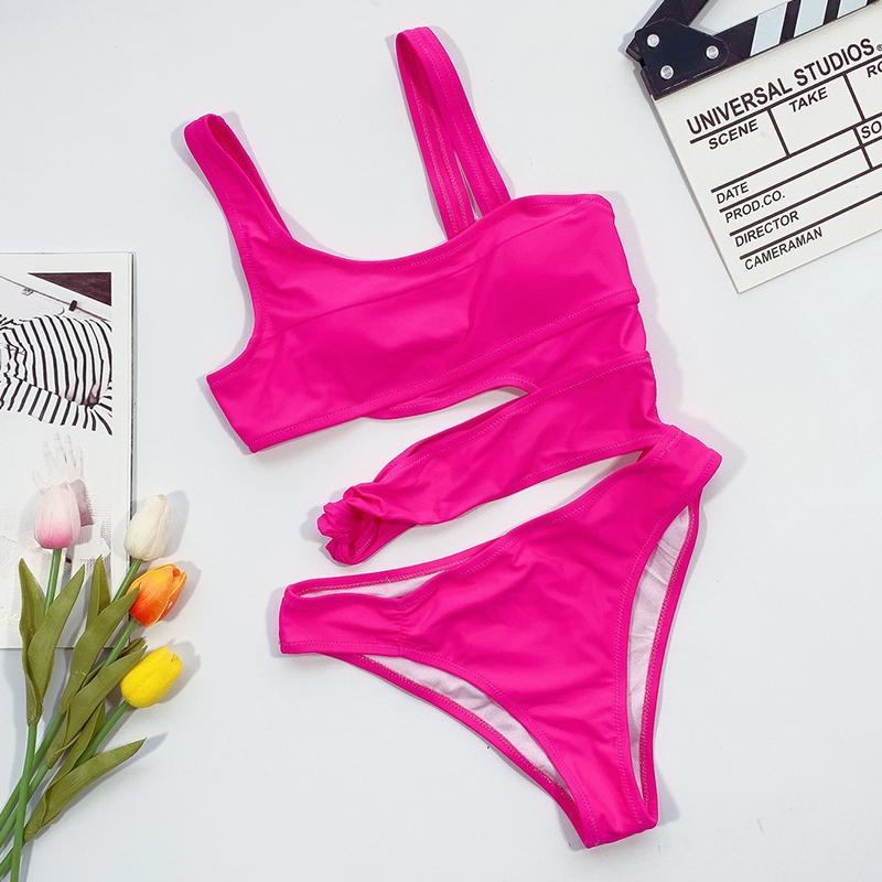 Sexy White One Piece Swimsuit Women Cut Out Swimwear