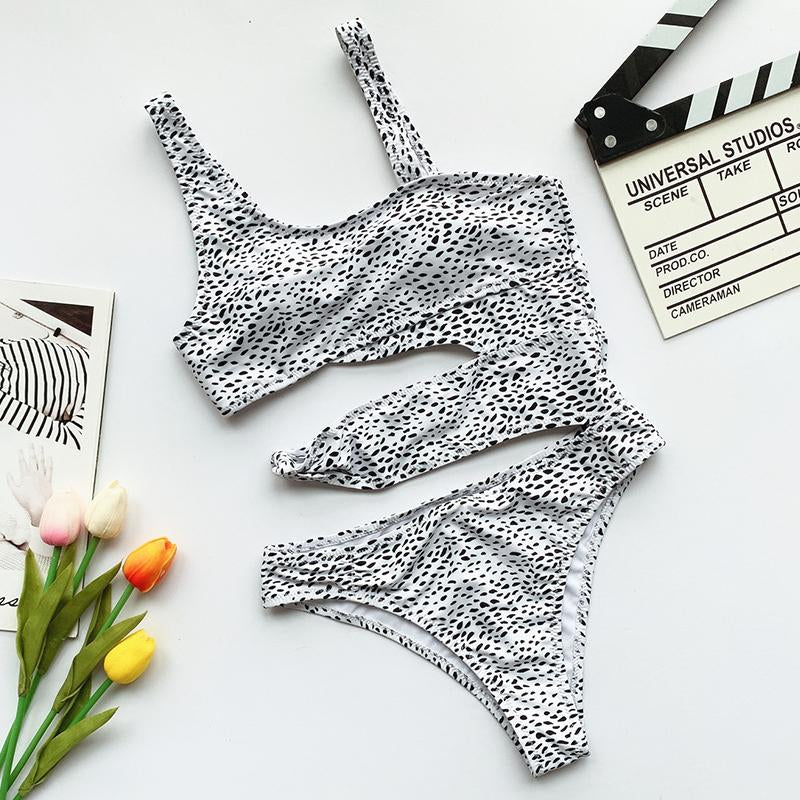 Sexy White One Piece Swimsuit Women Cut Out Swimwear