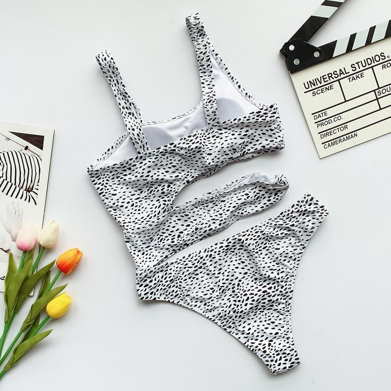 Sexy White One Piece Swimsuit Women Cut Out Swimwear