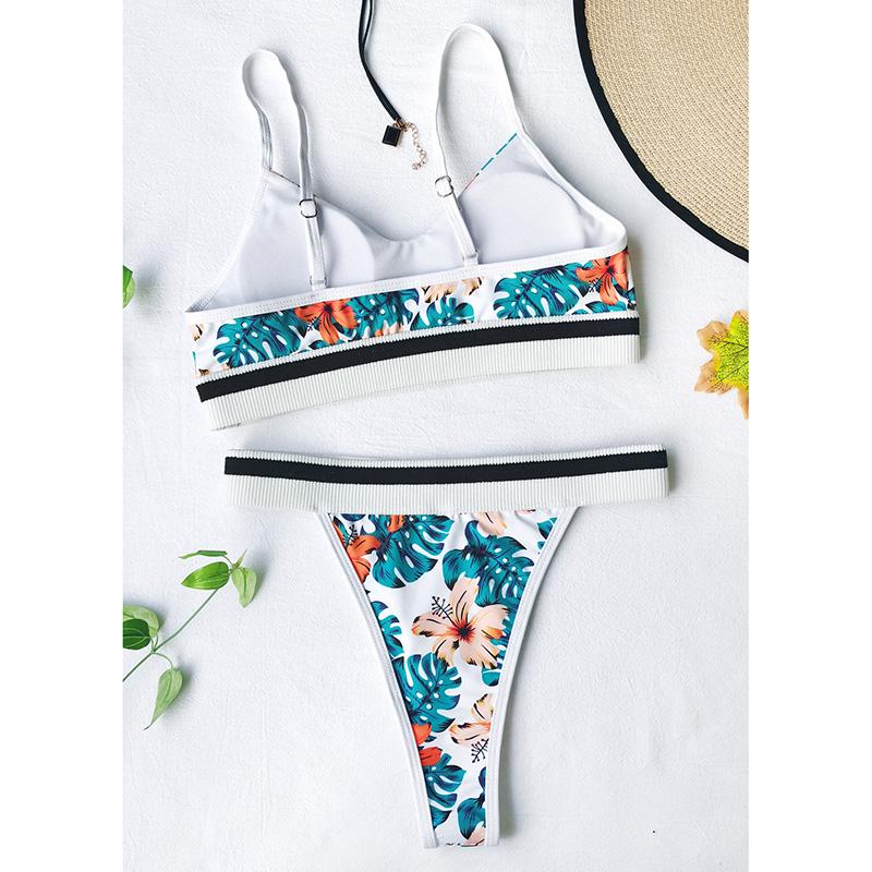 Patchwork Swimwear Women Sexy Thong Biquini High Cut Bathing Suits New