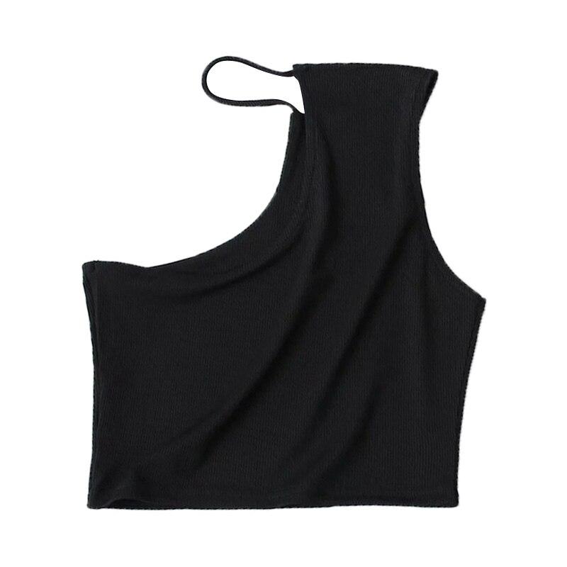Asymmetry Cropped Knit Tank Tops