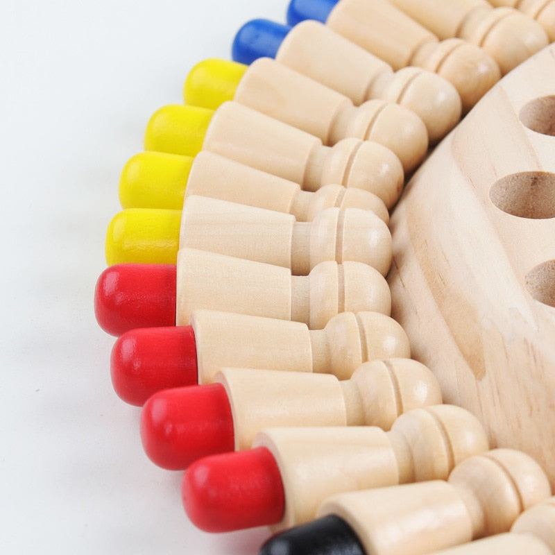 Kids Wooden Memory Match Stick Chess Fun Color Game Board Puzzles