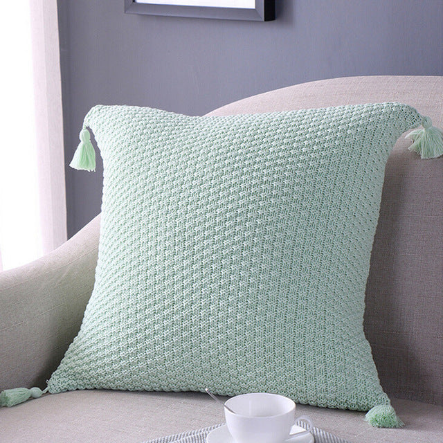 Knitting Pillow case Fashion Throw Pillow Tassels