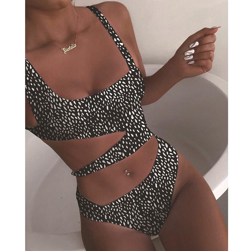 Sexy White One Piece Swimsuit Women Cut Out Swimwear