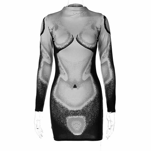 Fashion Print Long Sleeve Dress