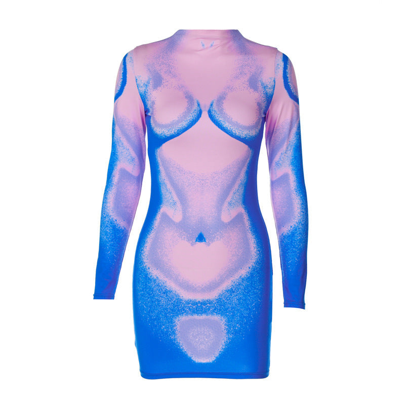Fashion Print Long Sleeve Dress