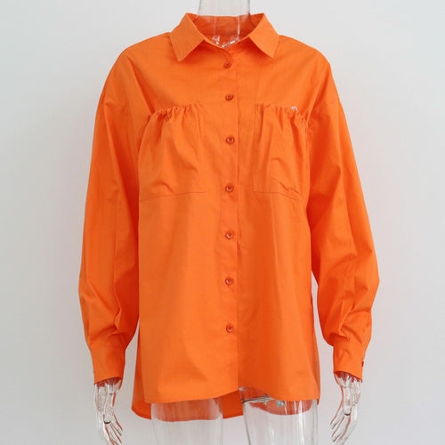 New Plus Size Pocket Single Breasted Shirt