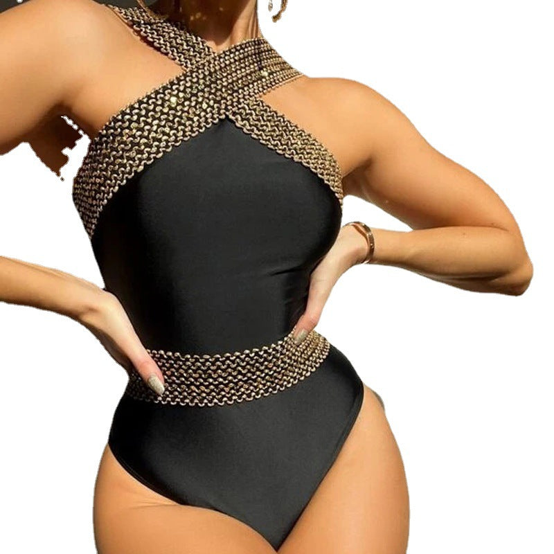 One-piece swimsuit, solid color bikini