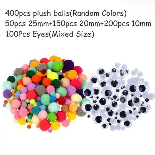 Plush Stick / Pompoms Rainbow Colors Shilly Stick Educational DIY Toys