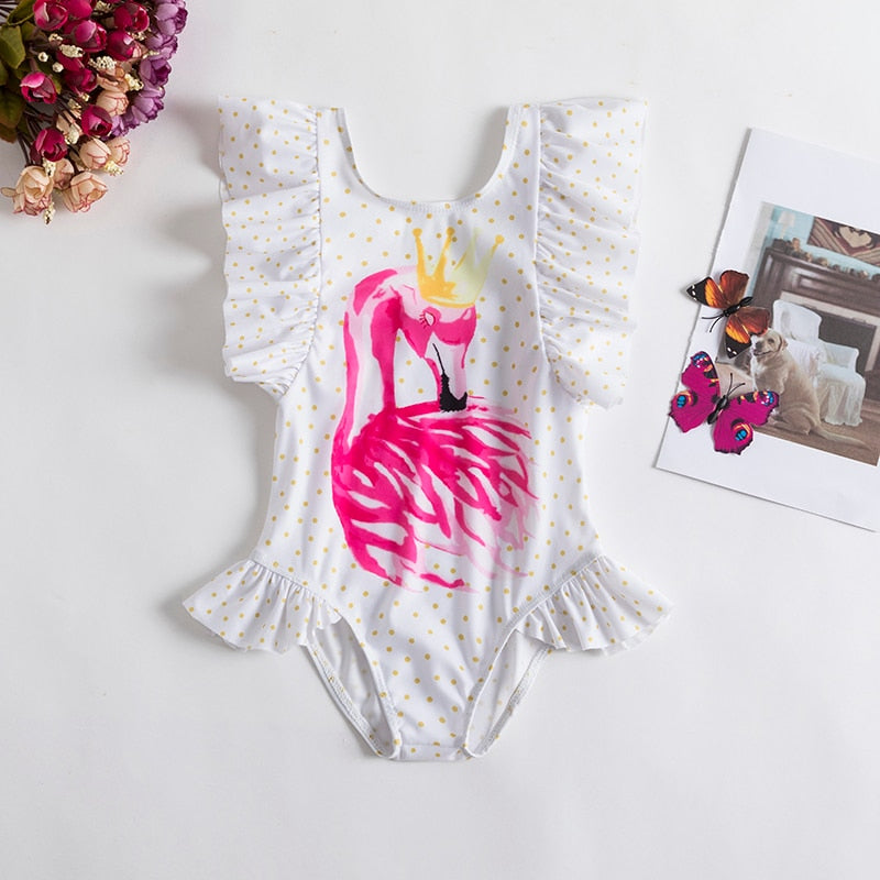 2023 Summer 1-5 years Girls Swimsuit One Piece Swimsuit Flower Leopard Printing Swimwear For Children Summer Bikini Bathing Suit