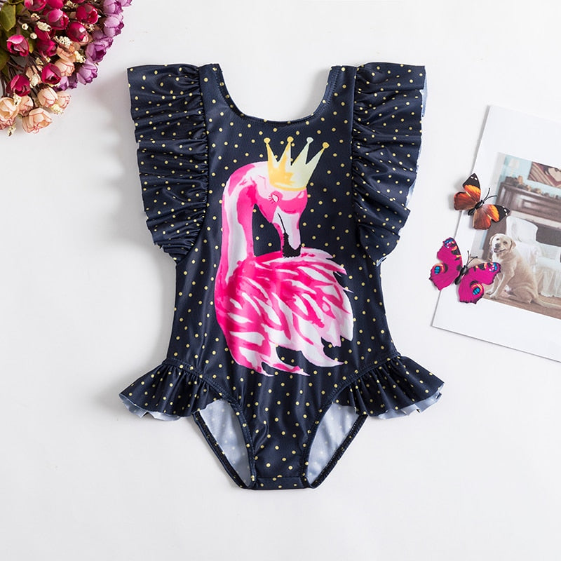 2023 Summer 1-5 years Girls Swimsuit One Piece Swimsuit Flower Leopard Printing Swimwear For Children Summer Bikini Bathing Suit