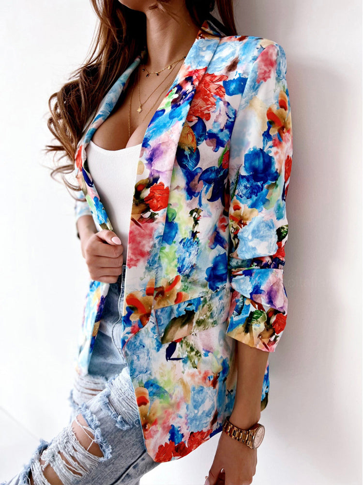 Turn-down Collar Blazer Coat Cardigan Outwear