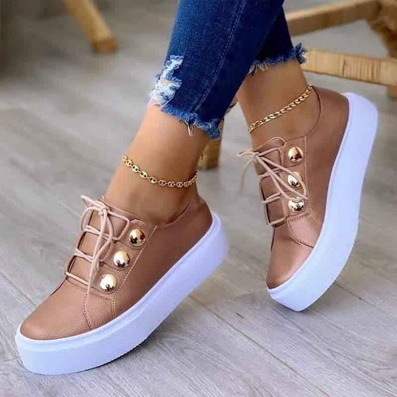 Light Breathable Casual Female Flat Shoes Gold/Black/White/Rose Gold
