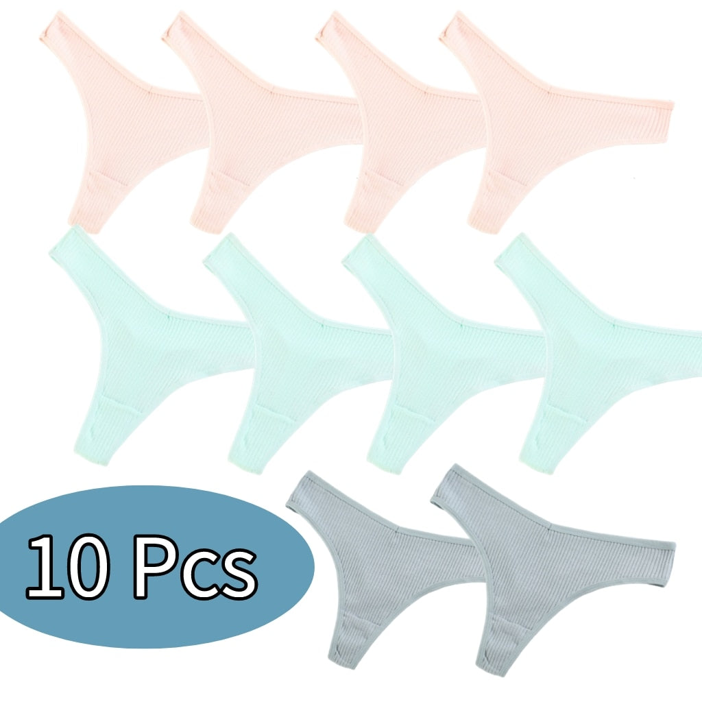 Sexy Women Panties 10 Color Cotton Thongs 5/10PCS Lots Low Rise Female Underwear G String Thong Women Bikini Lenceria Femenina