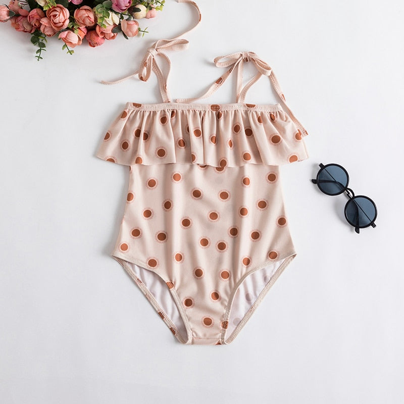 2023 Summer 1-5 years Girls Swimsuit One Piece Swimsuit Flower Leopard Printing Swimwear For Children Summer Bikini Bathing Suit