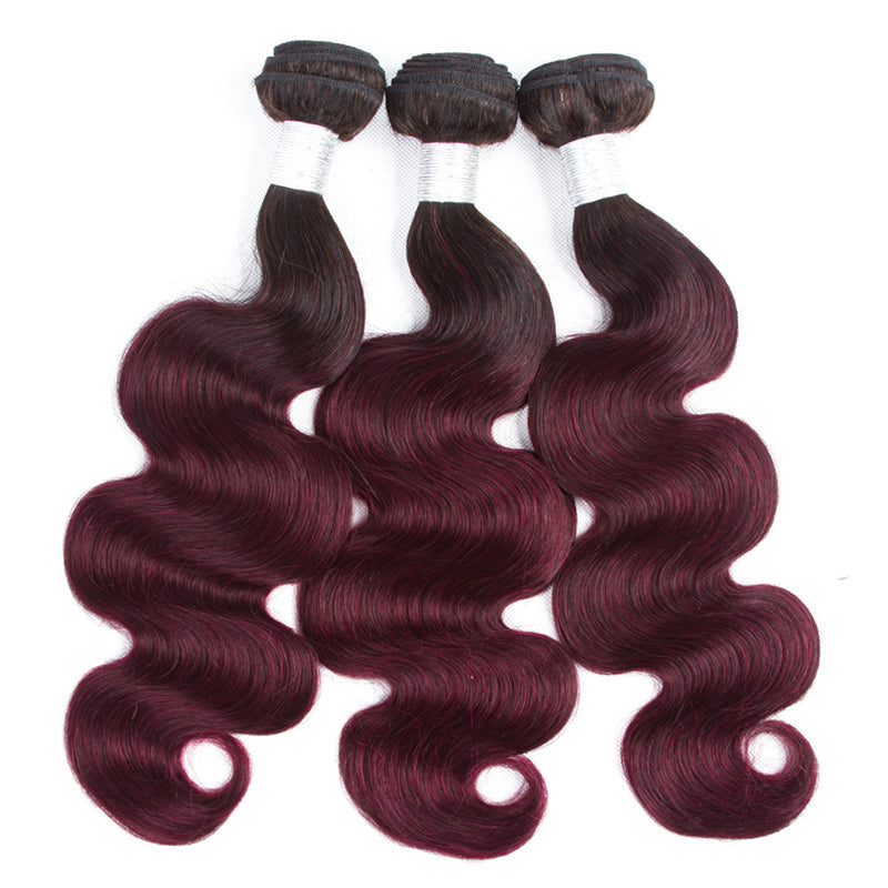 10A Grade #99J Body Wave #1B/99j BUNDLES with 4x4 CLOSURES & 13x4 FRO