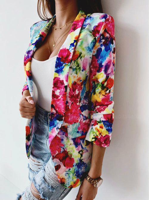 Turn-down Collar Blazer Coat Cardigan Outwear