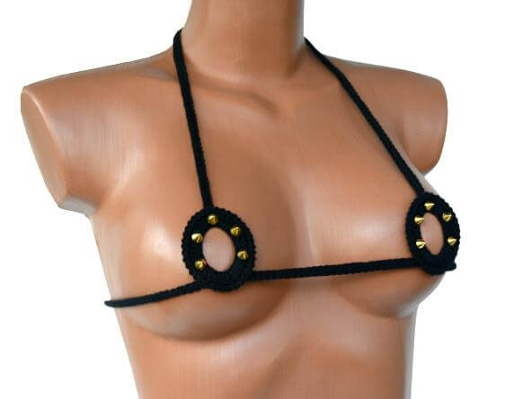 Nuna Extreme Crotchless Bikini Set Black Sexy Crotch Less Bikini