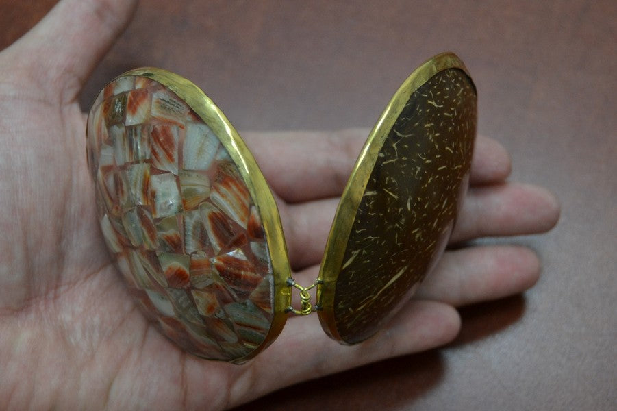 Red Abalone Shell Trinket Box Coin Purse