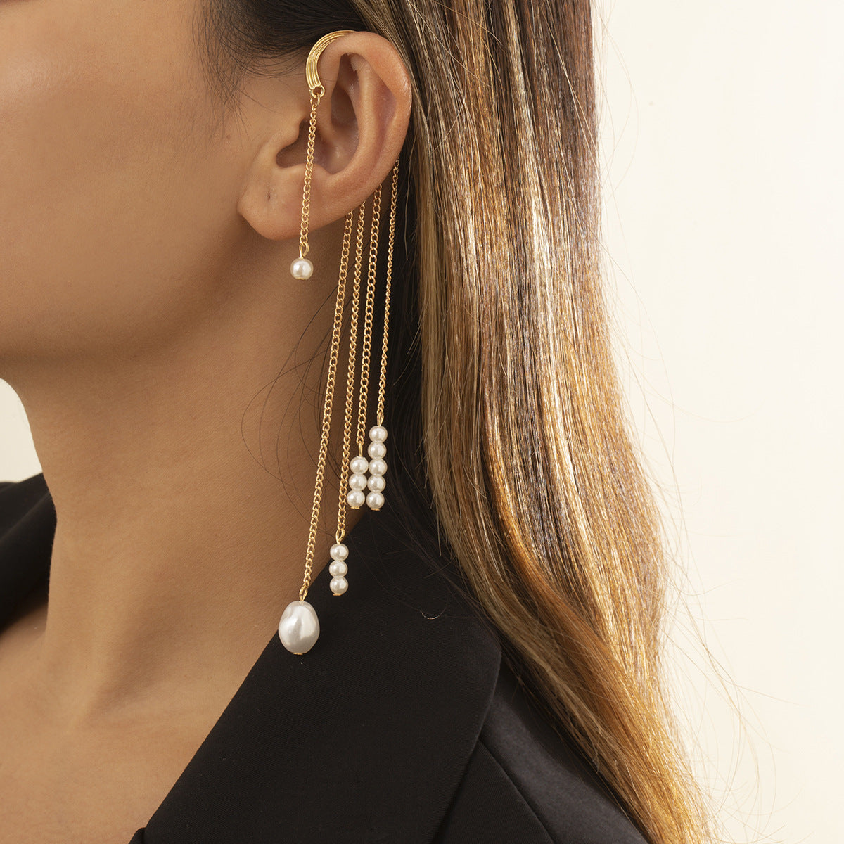 Fracus Imitation Pearl Multi -Layer Ear Hanging