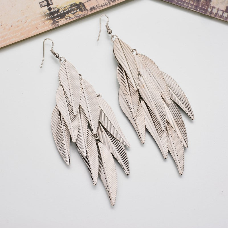 Multi Layer Willow Leaf Spear Earrings