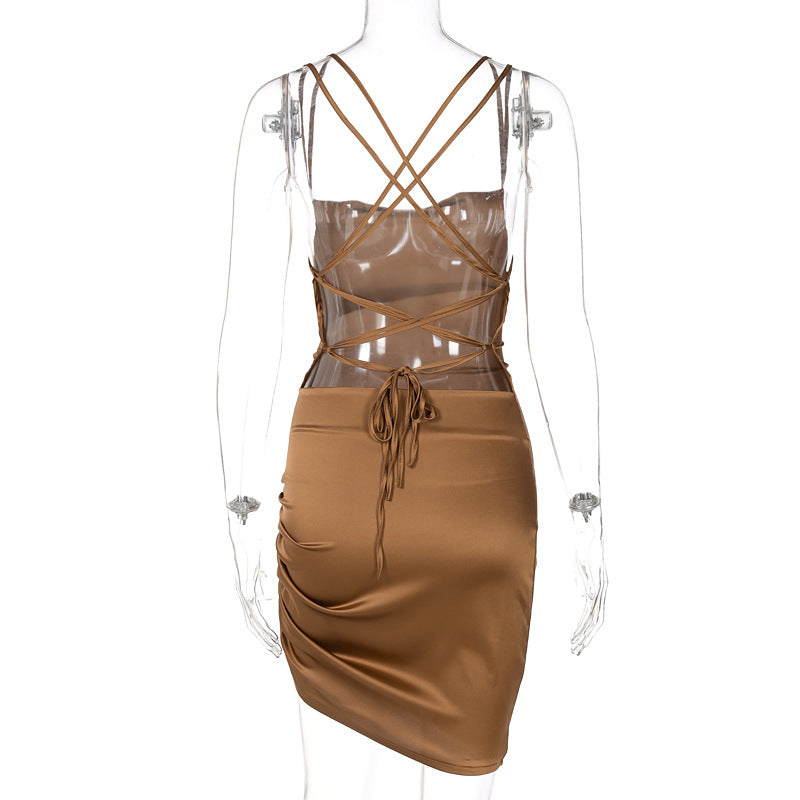 New Hollow Out Lace Up Dress