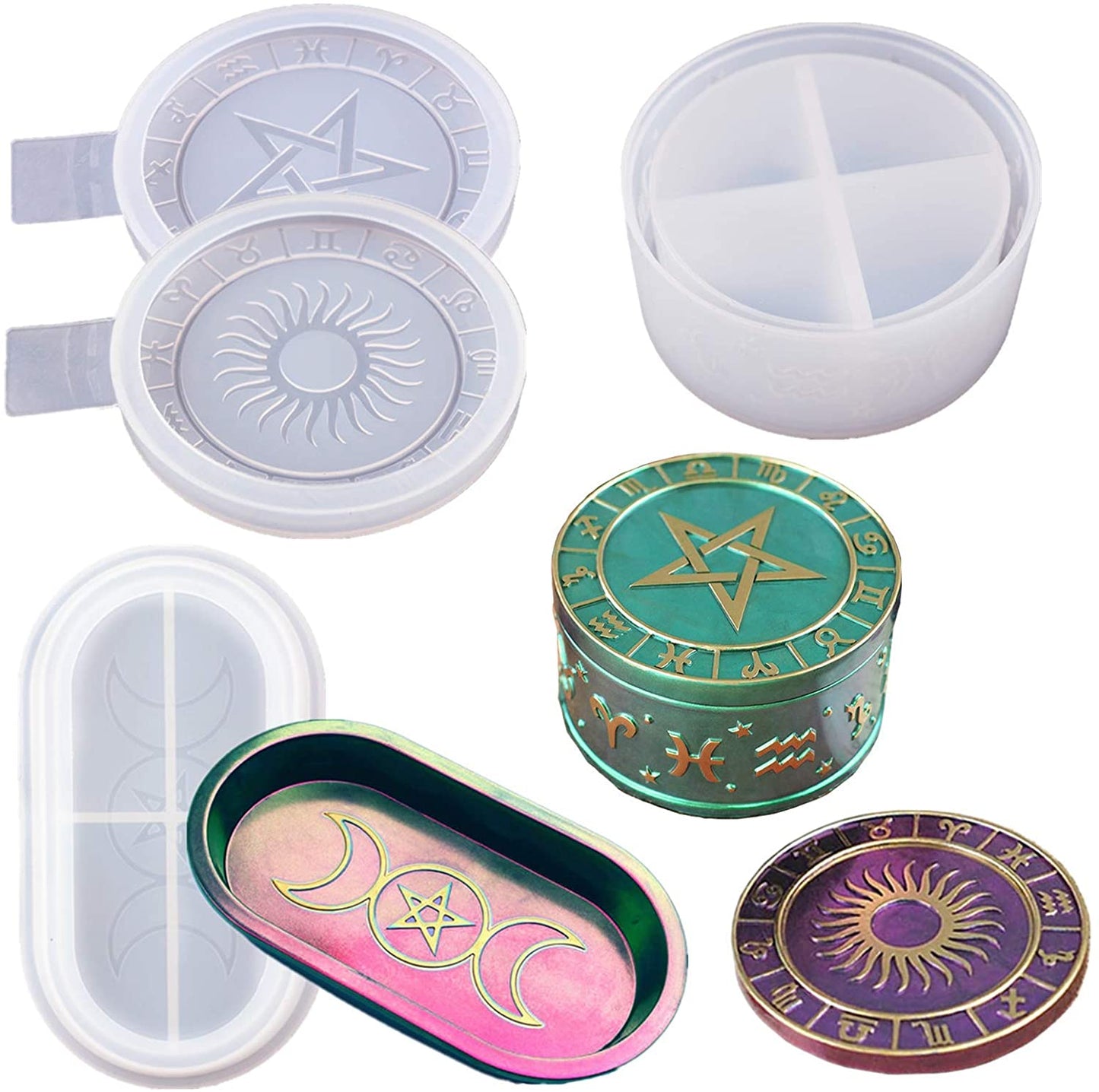 New DIY Double Moon Star Plate Dish Silicone Mold
