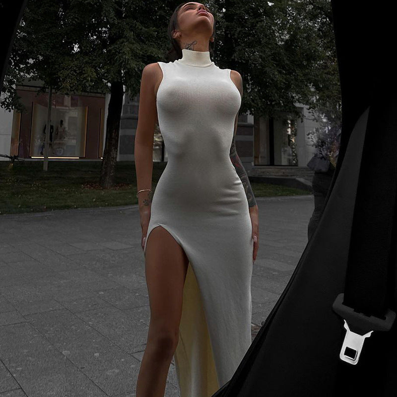 Round Neck Sleeveless Split Dress
