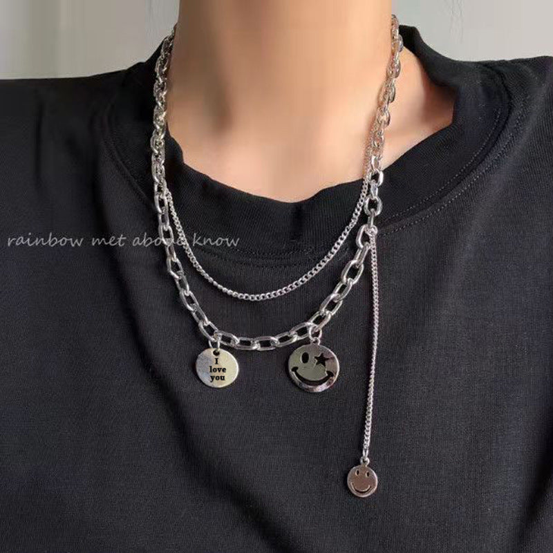 Smile -Faced Titanium Steel Necklace