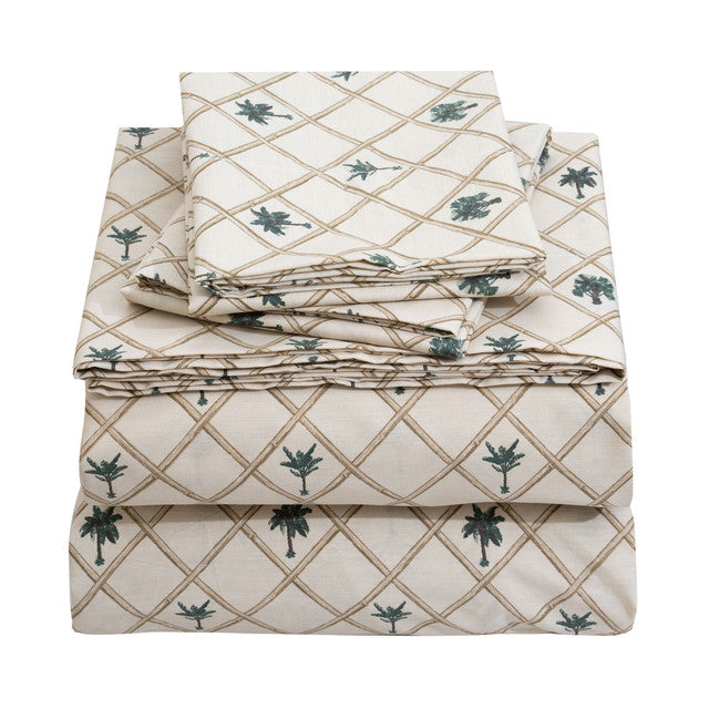 Kona - Palm Tree Tropical Polycotton Modern Brown Bedding Sheet Set