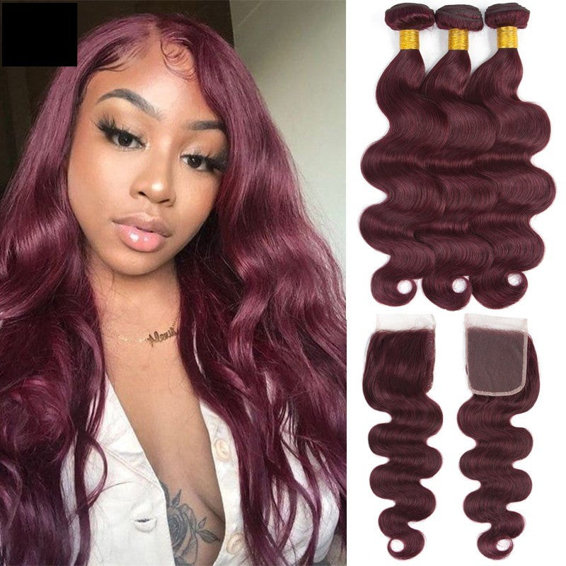 10A Grade #99J Body Wave #1B/99j BUNDLES with 4x4 CLOSURES & 13x4 FRO