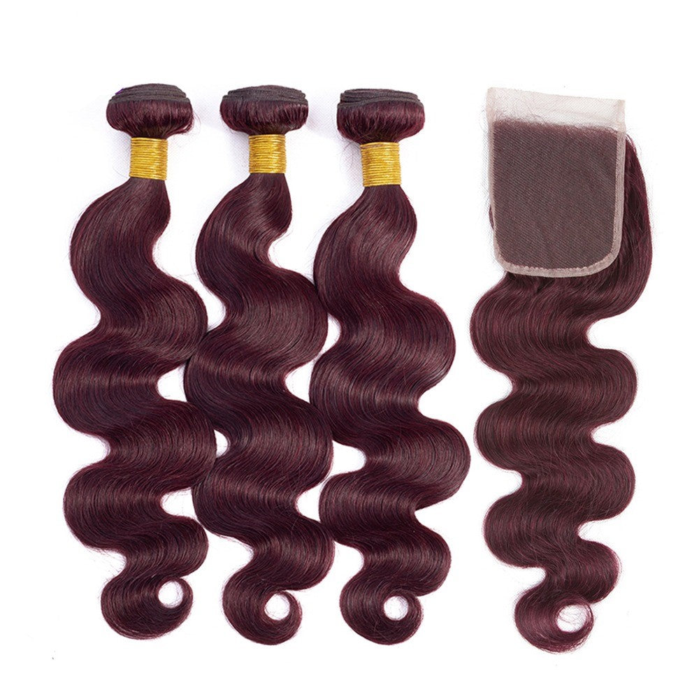 10A Grade #99J Body Wave #1B/99j BUNDLES with 4x4 CLOSURES & 13x4 FRO