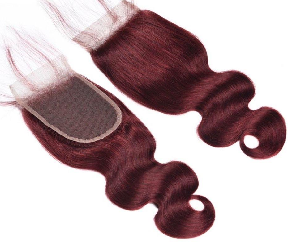10A Grade #99J Body Wave #1B/99j BUNDLES with 4x4 CLOSURES & 13x4 FRO