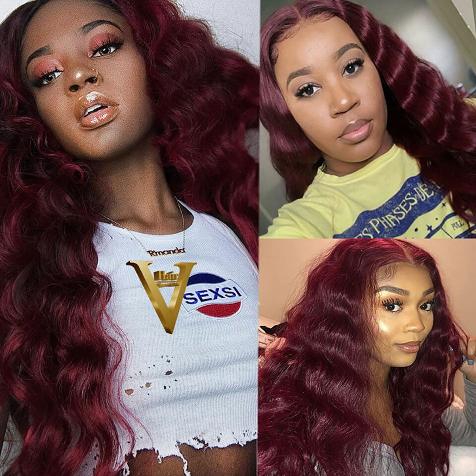 10A Grade #99J Body Wave #1B/99j BUNDLES with 4x4 CLOSURES & 13x4 FRO