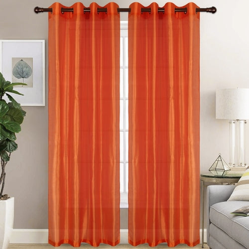 Christina - Faux Silk Semi Sheer Panel - Set of Two - Assorted Colors