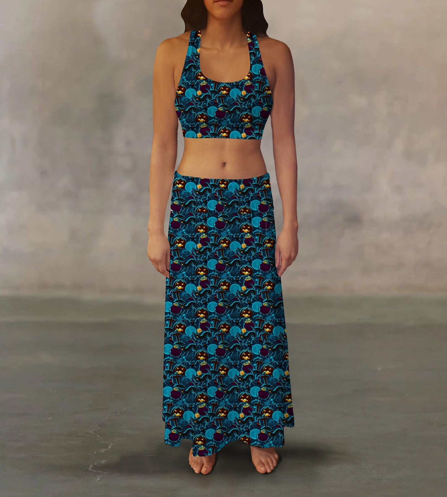 Moon-Light Teal Maxi Skirt