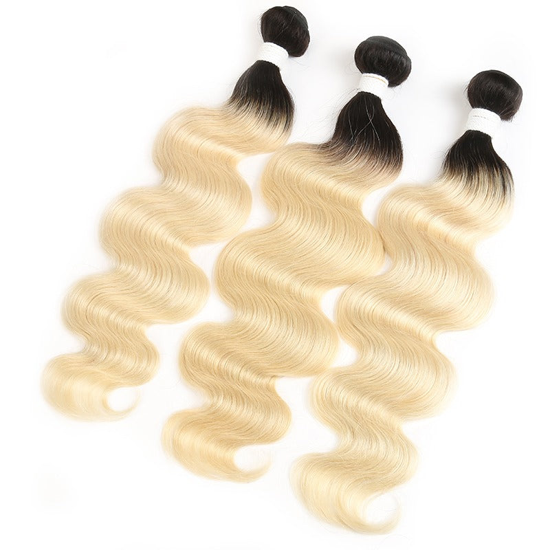 Blonde Body Wave #1B/613 BUNDLES with CLOSURES & FRONTALS