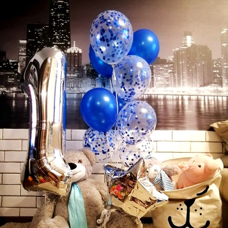 10Pcs Metal Latex Balloons Confetti Balloon Set