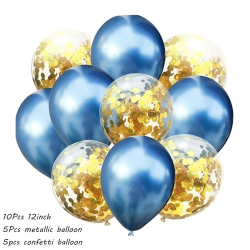 10Pcs Metal Latex Balloons Confetti Balloon Set